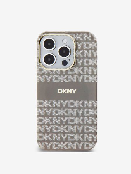 DKNY PC/TPU Ponavljajući uzorak Tonal Stripe Magsafe stražnja maska ​​za iPhone 15 Pro Max Bež DKNY