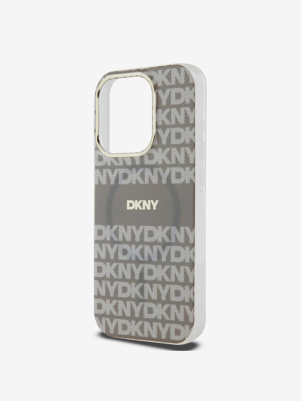 DKNY PC/TPU Ponavljajući uzorak Tonal Stripe Magsafe stražnja maska ​​za iPhone 15 Pro Max Bež DKNY