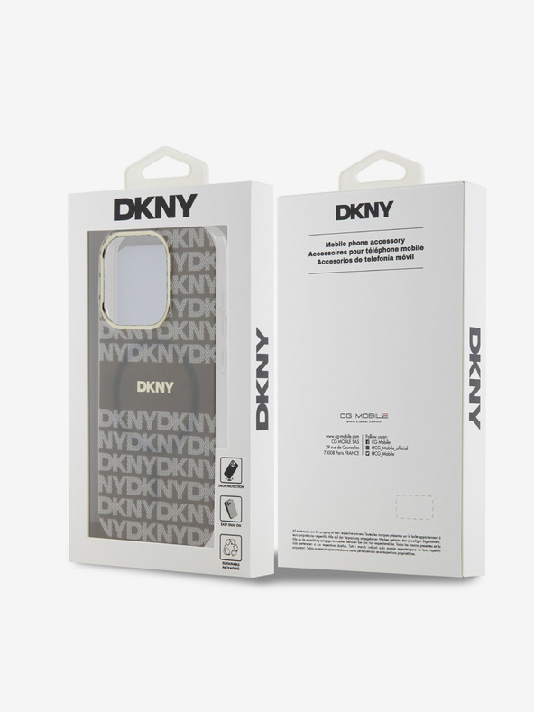DKNY PC/TPU Ponavljajući uzorak Tonal Stripe Magsafe stražnja maska ​​za iPhone 15 Pro Max Bež DKNY