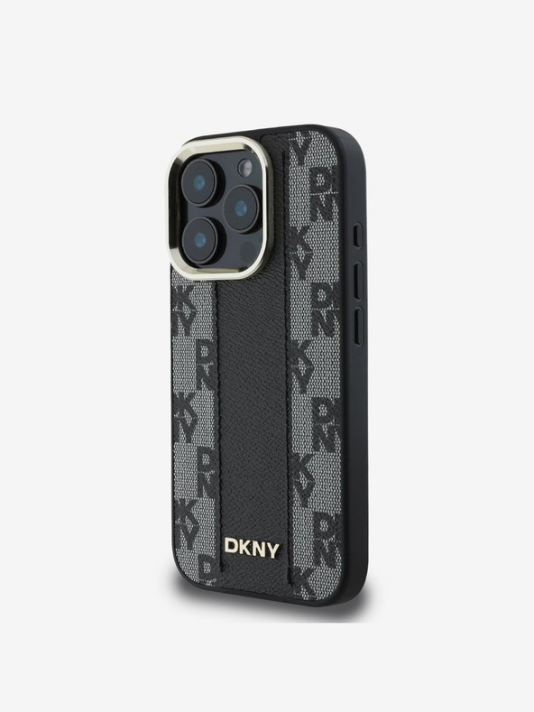 DKNY DKNY PU kožna Magsafe stražnja maska ​​s kariranim uzorkom za iPhone 16 Pro Max crna