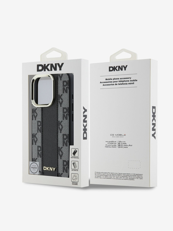 DKNY DKNY PU kožna Magsafe stražnja maska ​​s kariranim uzorkom za iPhone 16 Pro Max crna