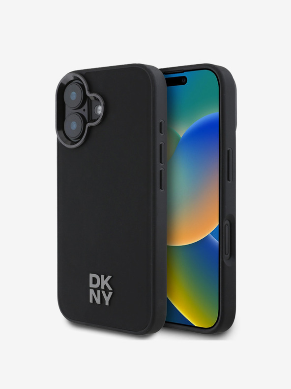 DKNY DKNY PU kožni logotip Magsafe stražnja maska ​​za iPhone 16 crna