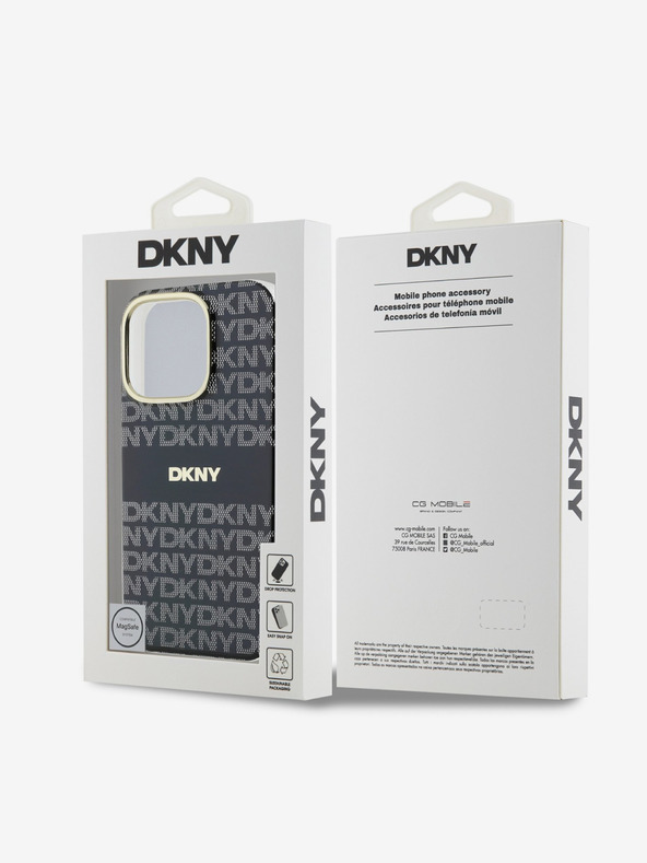 DKNY DKNY PC/TPU ponovljeni uzorak Tonal Stripe Magsafe stražnja maska ​​za iPhone 16 Pro Max crna