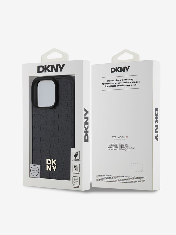 DKNY DKNY PU kožna ponovljena šara logotipa MagSafe stražnja maska ​​za iPhone 16 Pro Max crna