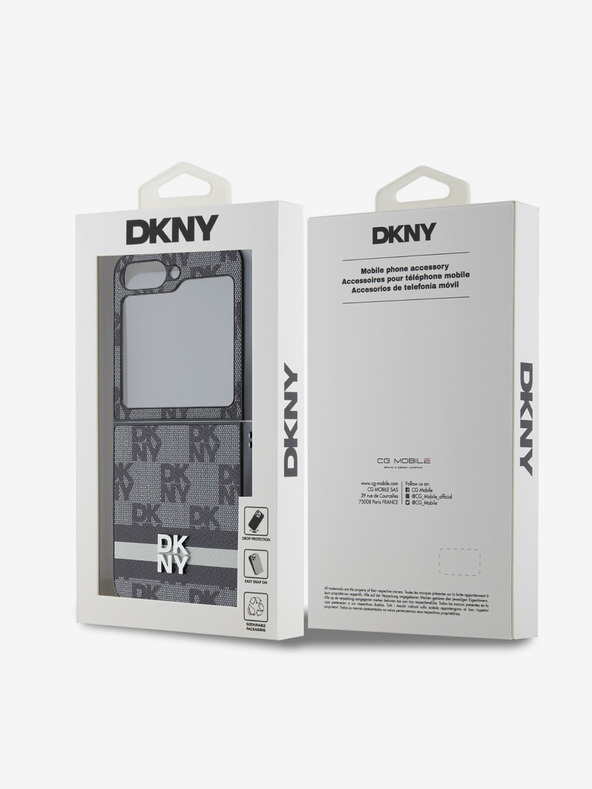DKNY DKNY PU kožna stražnja maska ​​s kariranim uzorkom i prugama za Samsung Galaxy Z Flip 6 crna