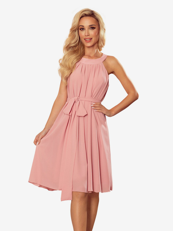 numoco Haljina od šifona na kravatu - puder roza Numoco ALIZEE