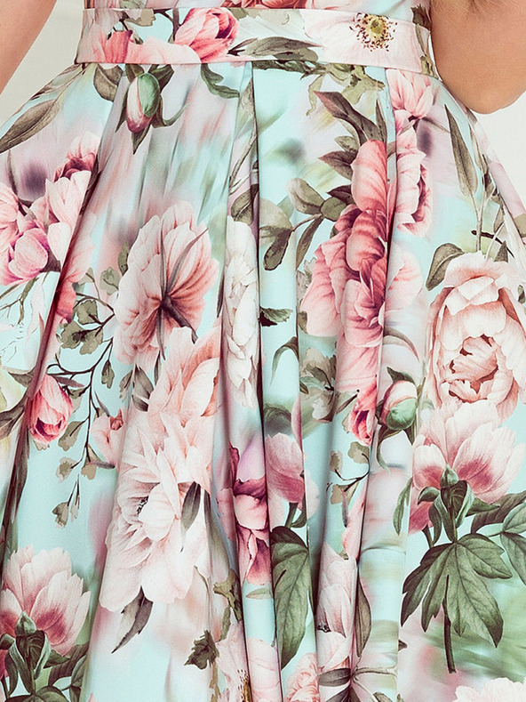 numoco Haljina s dužim leđima, izrezom i remenom - ružičasti cvjetići Numoco MAYA