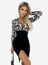 numoco Asimetrična haljina s dekolteom i dugim rukavima - leopard print Numoco ELISA