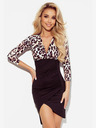 numoco Asimetrična haljina s dekolteom i dugim rukavima - leopard print Numoco ELISA