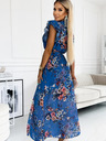 numoco Duga haljina s dekolteom i kratkim rukavima - plava s cvjetićima Numoco ARIA