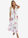 numoco Plisirana midi haljina s dekolteom i volanima - proljetno cvijeće na bijeloj pozadini Numoco LISA