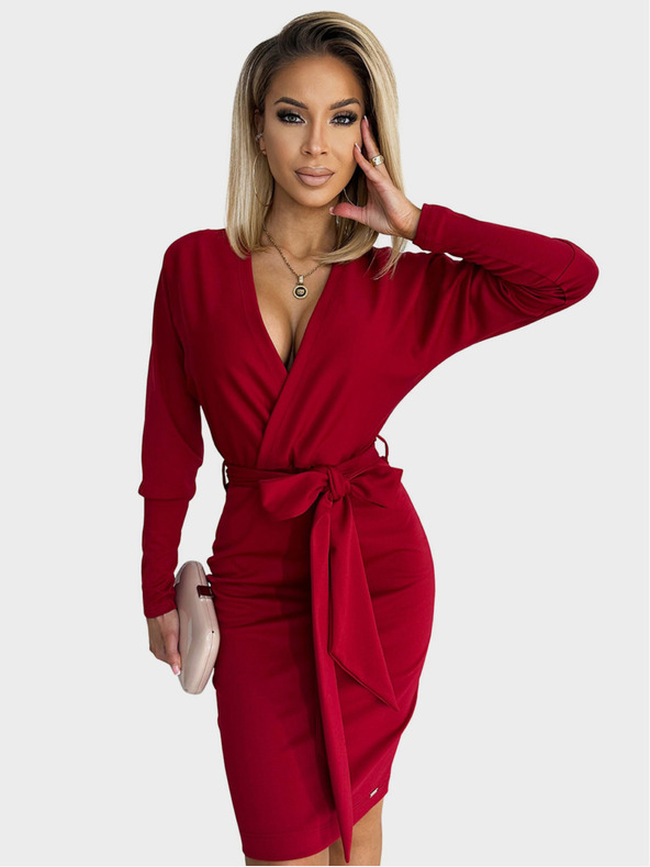 numoco Wrap haljina s izrezom na leđima - bordo Numoco CELIA