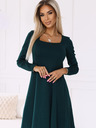 numoco Udobna trapez haljina s izrezom i dugim rukavima - zelena Numoco IVANA