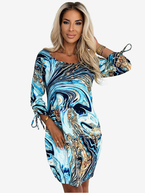 numoco Udobna haljina s džepovima Oversize - plavo zlatna vuna Numoco SOPHIE