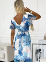numoco Haljina kratkih rukava s dugim izrezom i dugim vezanjem u struku - plavi veliki cvjetovi - Numoco CINZIA mreža