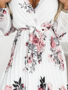 numoco Plisirana haljina s dekolteom, dugim rukavima i remenom - bijela s ružama Numoco YSABELv