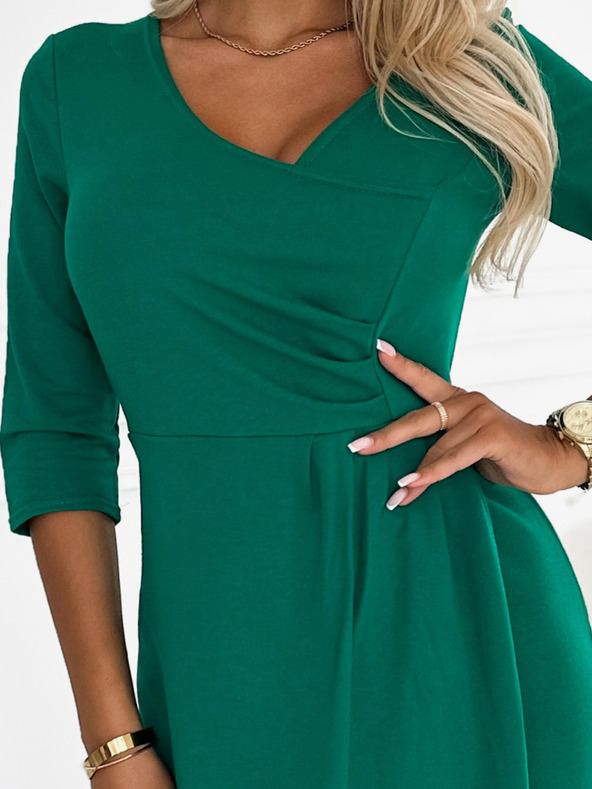 numoco Haljina s volanima i dekolteom - zelena Numoco IRIS