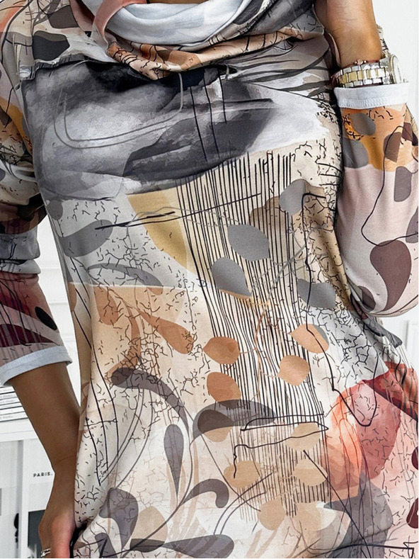 numoco Pulover haljina s dolčevitom - srebrno smeđa Numoco IRENE