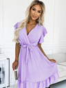 numoco haljina s volanom, izrezom i kravatom - vrijesak Numoco CORNELIA
