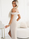 numoco Midi haljina s golim ramenima i dekolteom - svijetlo bež Numoco CALLIE