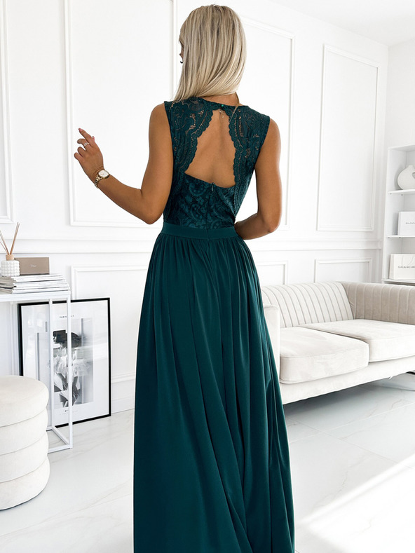 numoco Duga haljina s čipkastim dekolteom - zelena Numoco LEA