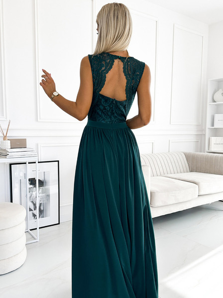 numoco Duga haljina s čipkastim dekolteom - zelena Numoco LEA