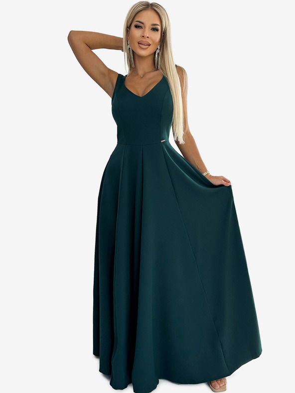 numoco Duga elegantna haljina s dekolteom - zelena Numoco CINDY