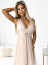 numoco Haljina od tila s izrezom i ukrasnom kopčom - bež Numoco OLGA
