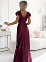 numoco Satenska duga haljina s dekolteom - Boja vina Numoco CRYSTAL