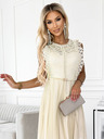 numoco Haljina s čipkom i zlatnim remenom - bež Numoco GRETA