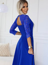 numoco Elegantna duga haljina s dekolteom od čipke - plava Numoco AMBER