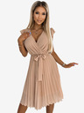 numoco Plisirana haljina s dekolteom i volanima - bež Numoco POLINA