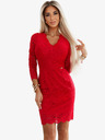 numoco Čipkasta haljina s dugim rukavima i dekolteom - crvena Numoco