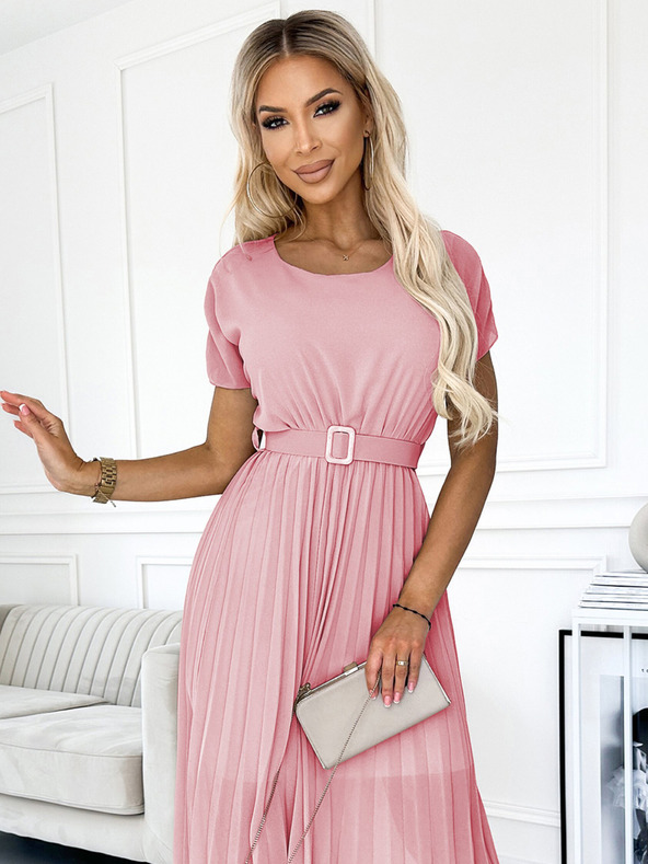 numoco Plisirana midi haljina sa širokim remenom - prljavo roza Numoco MIA