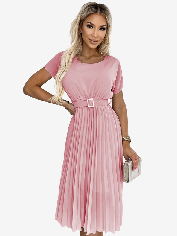 numoco Plisirana midi haljina sa širokim remenom - prljavo roza Numoco MIA