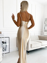numoco Satenska duga haljina s prorezom na nogavicama - bež Numoco DIANE