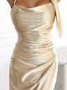 numoco Satenska duga haljina s prorezom na nogavicama - bež Numoco DIANE