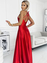 numoco Satenska duga haljina s izrezom na leđima - crvena Numoco PERLA