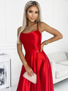 numoco Satenska duga haljina s izrezom na leđima - crvena Numoco PERLA