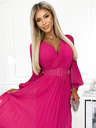 numoco Plisirana haljina s remenom i dekolteom - fuksija Numoco KLARA