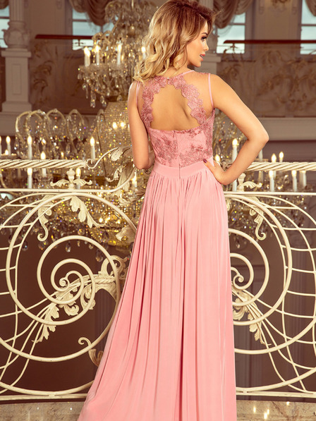 numoco Duga haljina s izvezenim dekolteom - roza Numoco LEA