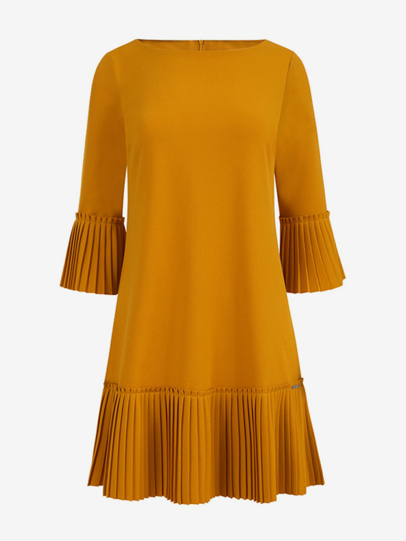 numoco Plisirana udobna haljina - boja senfa Numoco LUCY