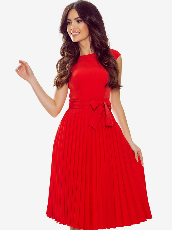 numoco Plisirana haljina kratkih rukava - crvena Numoco LILA