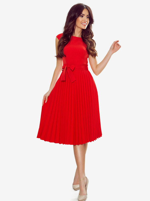 numoco Plisirana haljina kratkih rukava - crvena Numoco LILA