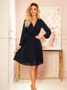 numoco Plisirana haljina s dekolteom i dugim rukavima - Black Numoco ISABELLE