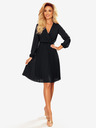 numoco Plisirana haljina s dekolteom i dugim rukavima - Black Numoco ISABELLE