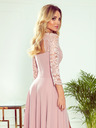 numoco Elegantna duga haljina s dekolteom od čipke - prljavo roza Numoco AMBER