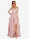 numoco Elegantna duga haljina s dekolteom od čipke - prljavo roza Numoco AMBER