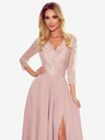 numoco Elegantna duga haljina s dekolteom od čipke - prljavo roza Numoco AMBER