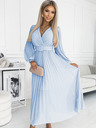 numoco Plisirana haljina s remenom i dekolteom - svijetlo plava boja Numoco KLARA
